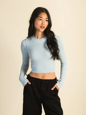 HARLOW SEAMLESS LONG SLEEVE MOCKNECK - LIGHT BLUE CLEARANCE