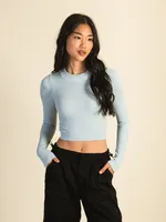 COL ROULÉ À MANCHES LONGUES SANS COUTURE HARLOW - BLEU CLAIR