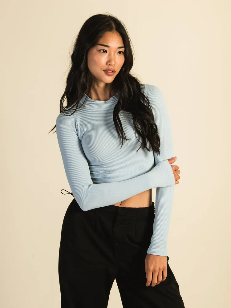 COL ROULÉ À MANCHES LONGUES SANS COUTURE HARLOW - BLEU CLAIR