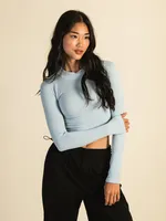 COL ROULÉ À MANCHES LONGUES SANS COUTURE HARLOW - BLEU CLAIR