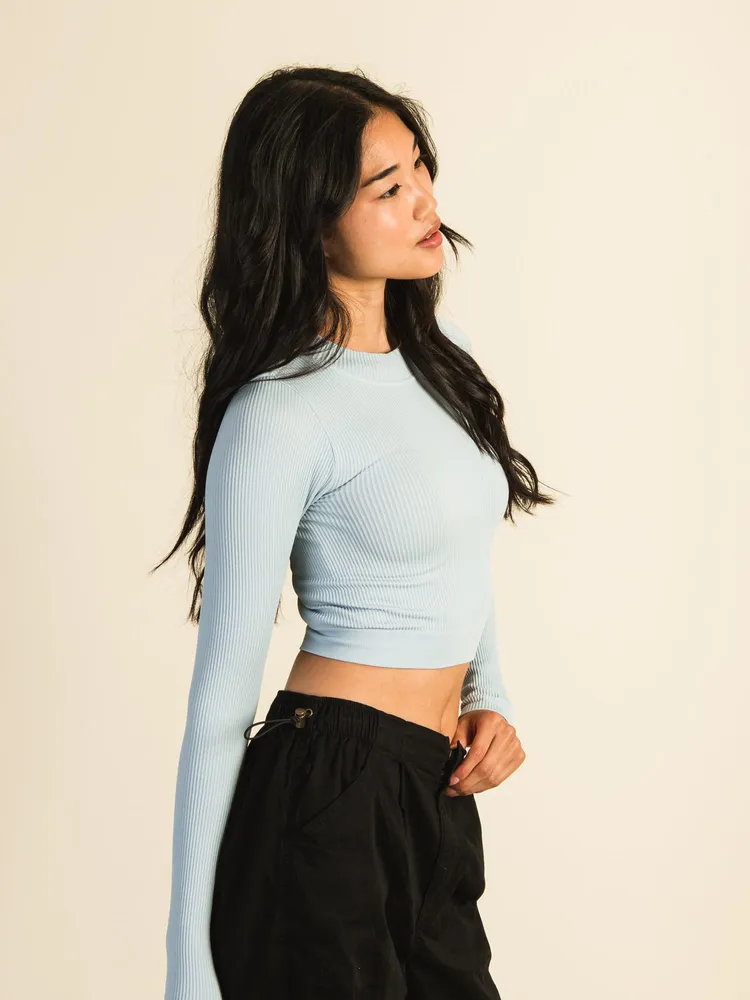 COL ROULÉ À MANCHES LONGUES SANS COUTURE HARLOW - BLEU CLAIR