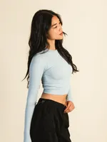 COL ROULÉ À MANCHES LONGUES SANS COUTURE HARLOW - BLEU CLAIR