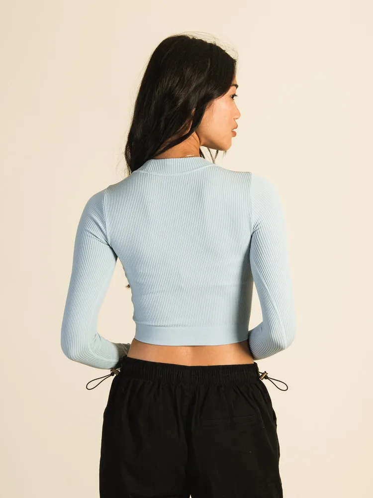 COL ROULÉ À MANCHES LONGUES SANS COUTURE HARLOW - BLEU CLAIR