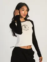 HARLOW BLAIR LONG SLEEVE RAGLAN - BLACK CLEARANCE