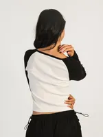 HARLOW BLAIR LONG SLEEVE RAGLAN - BLACK CLEARANCE