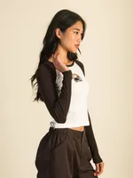 HARLOW BLAIR LONG SLEEVE RAGLAN - CREAM CLEARANCE