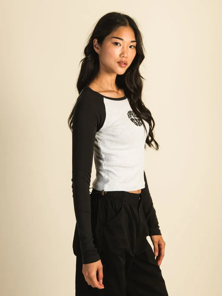 HARLOW BLAIR LONG SLEEVE RAGLAN MELANGE - CLOUD CLEARANCE