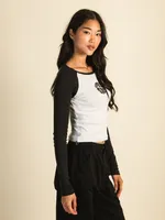 HARLOW BLAIR LONG SLEEVE RAGLAN MELANGE - CLOUD CLEARANCE