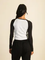 HARLOW BLAIR LONG SLEEVE RAGLAN MELANGE - CLOUD CLEARANCE