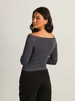 T-SHIRT HARLOW SCARLETT MANCHES LONGUES - NAVY