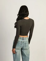 HARLOW TORI VNECK LONG SLEEVE - CHARCOAL