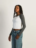 HARLOW BLAIR LONG SLEEVE RAGLAN - STONE