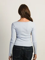 HARLOW ESSENTIAL LONG SLEEVE SCOOPNECK - PERIWINKLE