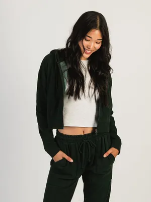 HARLOW JOSIE ZIP UP HOODIE - FOREST CLEARANCE