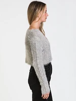 WOMENS FUZZY CROPPED CARDI