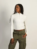 HARLOW RIBBED MOCKNECK ZIP UP