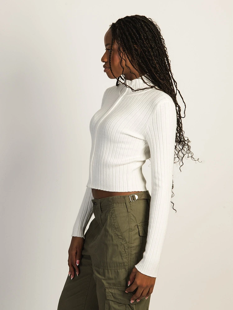 HARLOW RIBBED MOCKNECK ZIP UP