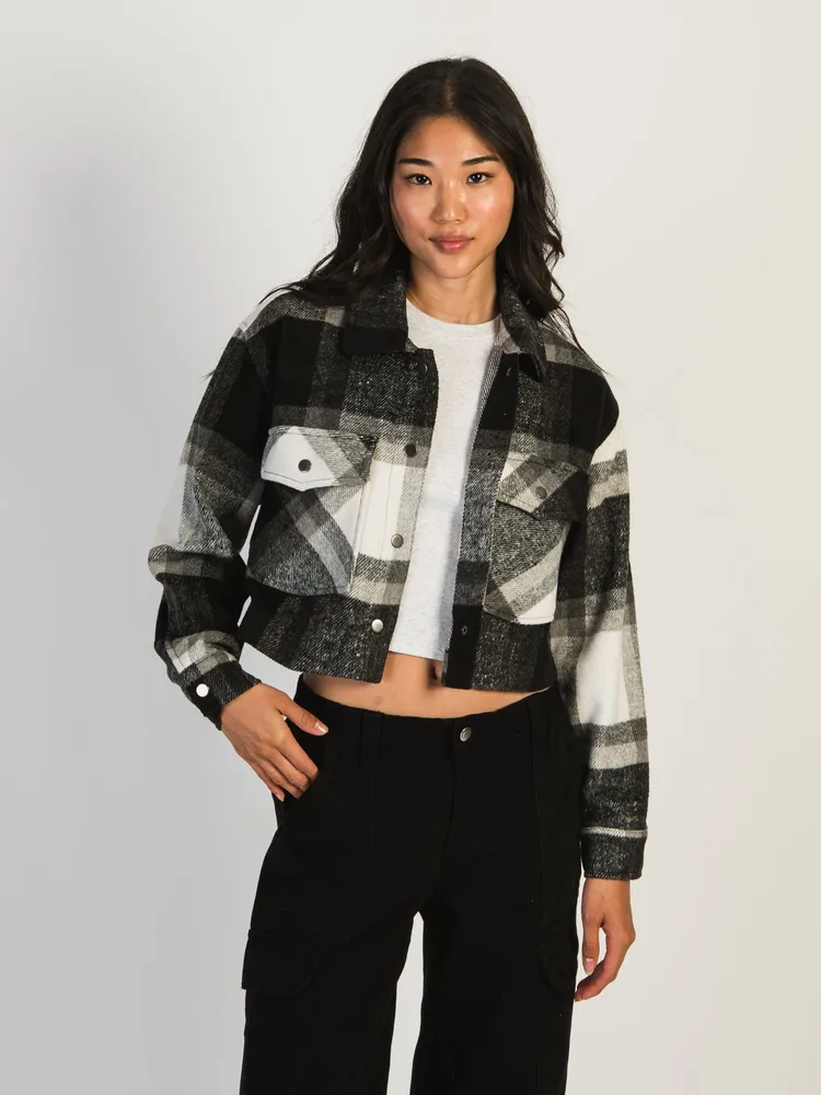HARLOW BRITTANY CROPPED JACKET - BLACK WHITE CLEARANCE