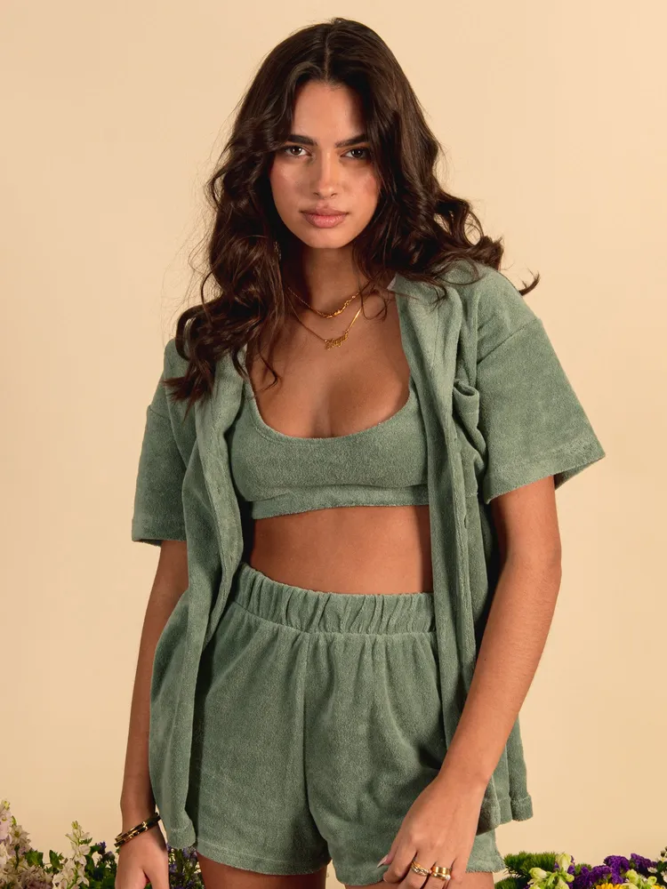 HARLOW TIA TERRY BUTTON UP