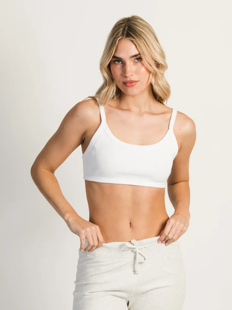 HARLOW RIBBED OPEN BACK BRALETTE - WHITE CLEARANCE