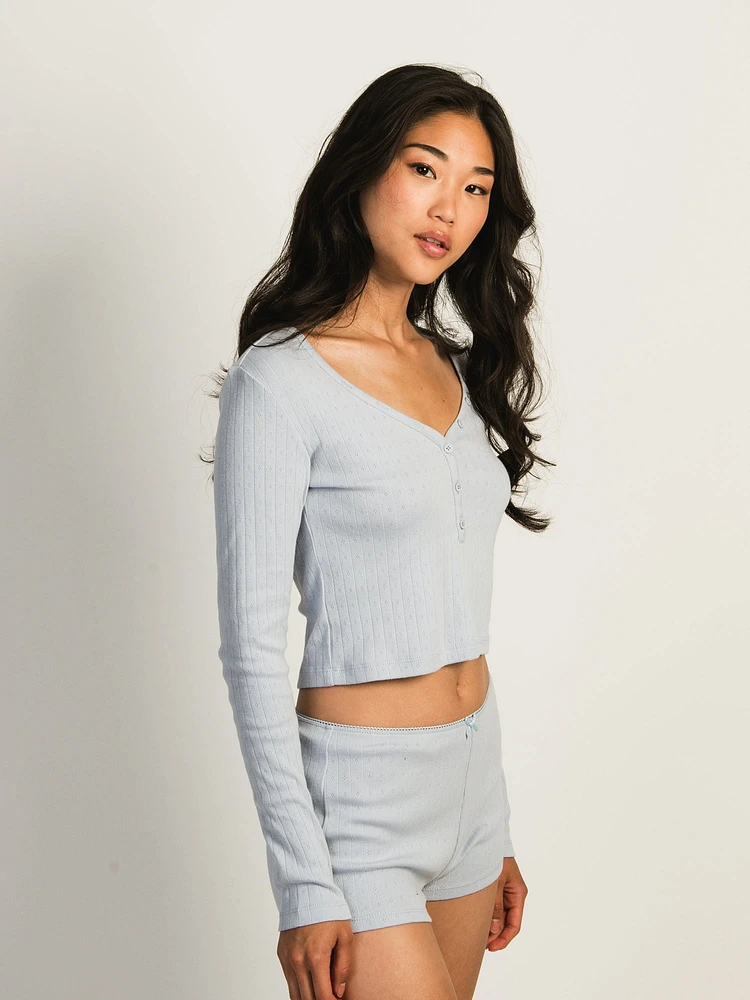 HENLEY HARLOW PIA POINTELLE MANCHES LONGUES - BLEU BB
