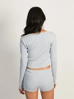 HENLEY HARLOW PIA POINTELLE MANCHES LONGUES - BLEU BB
