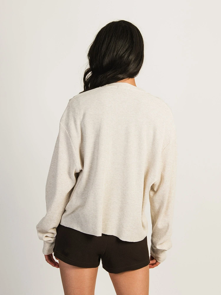 HARLOW WINNIE MELANGE LONG SLEEVE WAFFLE - NEW HAVEN