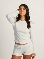 HARLOW PAYTON POINTELLE LONG SLEEVE MELANGE - CLOUD