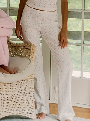 HARLOW PAYTON POINTELLE PRINT PANT - WHITE/PINK