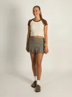 HARLOW PLAID PLEATED SKIRT - GREY CLEARANCE