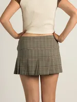 HARLOW PLAID PLEATED SKIRT - GREY CLEARANCE