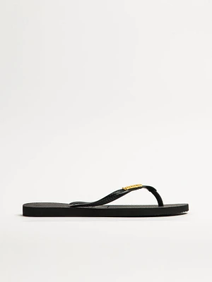 HAVAIANAS SLIM LOGO METALLIC FEMME - NOIR
