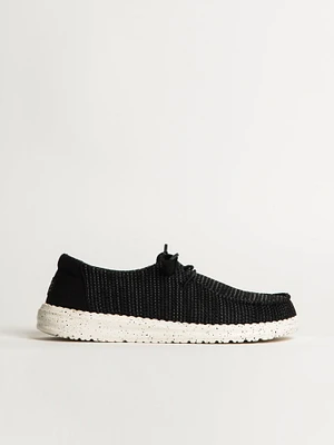 WOMENS HEYDUDE WENDY STRETCH SOX SNEAKER - BLACK/WHITE