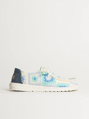 BASKETS EN CROCHET HEY DUDE WENDY COTTAGE POUR FEMMES - BLEU