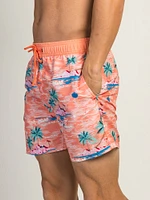 ISLAND HAZE PALM 5IN VOLLEY SHORT - PEACH