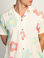 ISLAND HAZE DAISY CHEMISE TISSÉE À MANCHES COURTES - CRÈME