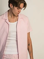 CHEMISE MANCHES COURTES ISLAND HAZE SEERSUCKER – ROSE CLAIR