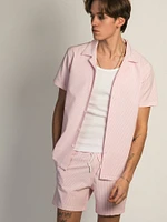 CHEMISE MANCHES COURTES ISLAND HAZE SEERSUCKER – ROSE CLAIR
