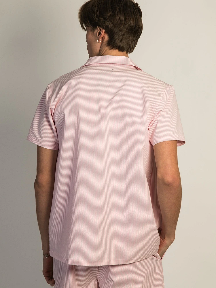 CHEMISE MANCHES COURTES ISLAND HAZE SEERSUCKER – ROSE CLAIR