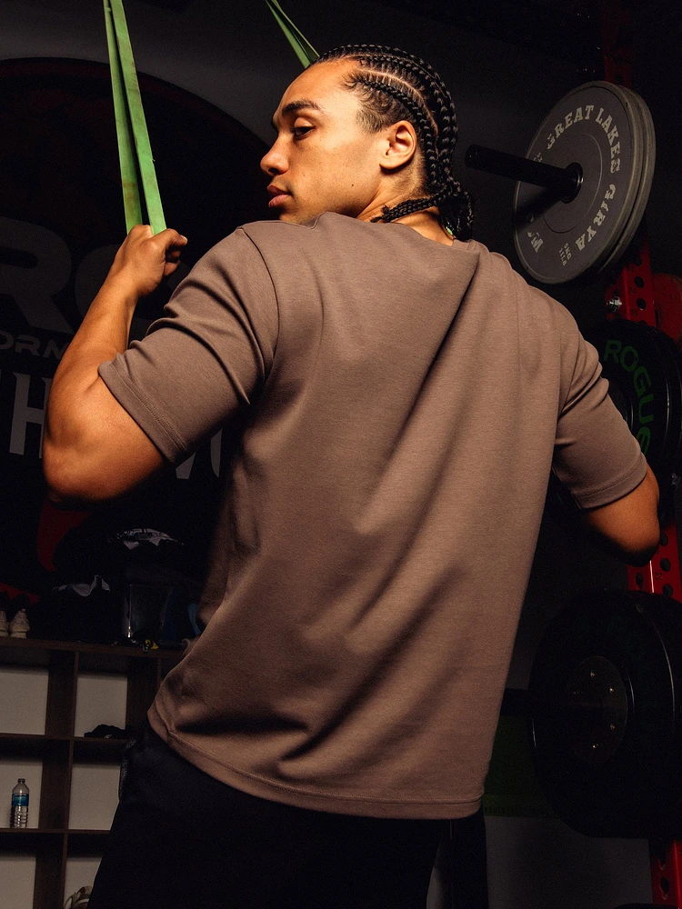 KOLBY BOXY FIT TEE - MARRON