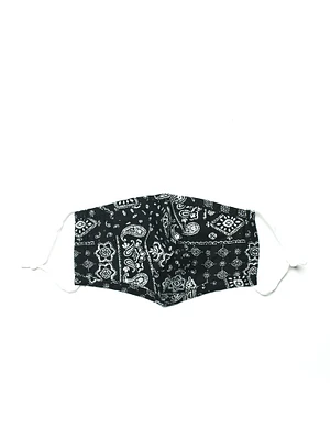 KW FASHION CORP BANDANA PRINT MASK - BLACK - CLEARANCE