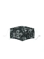 KW FASHION CORP BANDANA PRINT MASK - BLACK - CLEARANCE