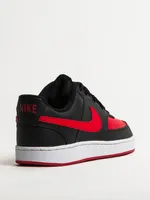 MENS NIKE COURT VISION LOW SNEAKER - BLACK/WHITE/UNIVERSITY RED