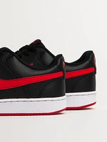 MENS NIKE COURT VISION LOW SNEAKER - BLACK/WHITE/UNIVERSITY RED
