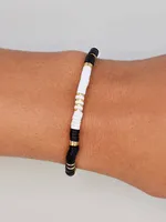 PURA VIDA B&W VINYL DISC STRETCH BRACELET - CLEARANCE