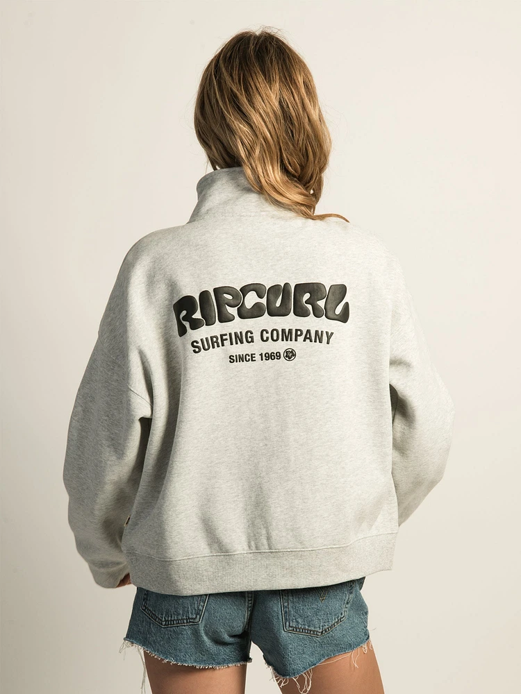 RIP CURL SURF PUFF QUARTER ZIP - GREY