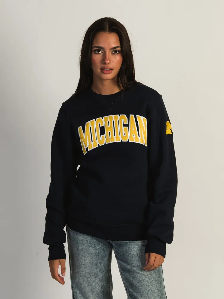 NCAA MICHIGAN SLEEVE EMBROIDERED CREW