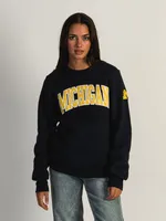 NCAA MICHIGAN SLEEVE EMBROIDERED CREW