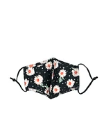 KW FASHION CORP DAISY PRINT MASK - BLACK - CLEARANCE