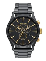 NIXON SENTRY CHRONO - MATTE BLACK/GOLD WATCH - CLEARANCE